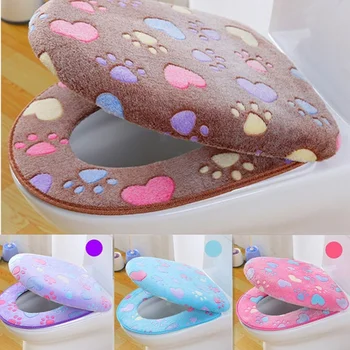 

Thick Coral velvet luxury toilet Seat Cover Set soft Warm Zipper One / Two-piece toilet Case Waterproof Bathroom WC Cover