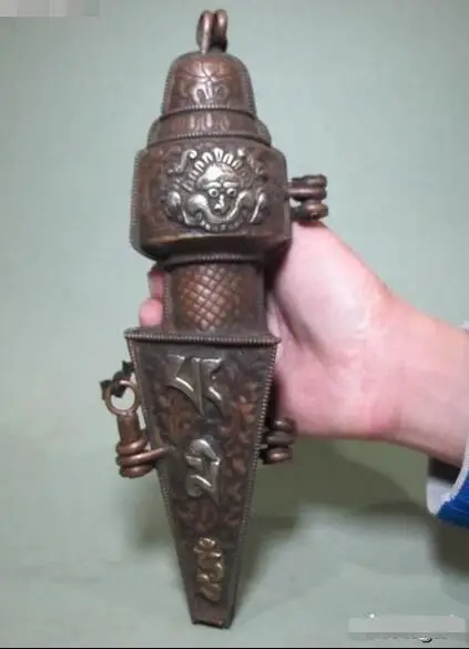 

10"Tibet Tibetan Buddhism Copper Mahakala Amulets Vajra Vajrakila Box Set
