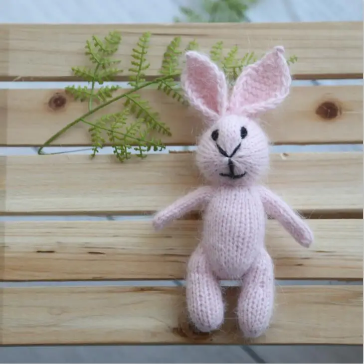 Вязаная игрушка-Кролик для новорожденных, пушистая Мягкая кукла с животными, ручная вязка, игрушка-кролик, реквизит для фотосъемки новорожденных - Цвет: Bunny toy  4