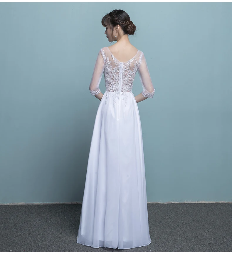 Vestido De Noiva, новое белое шифоновое свадебное платье, рукав, летняя аппликация, бисер, кружево, Элегантное свадебное платье для свадьбы, банкета, невесты