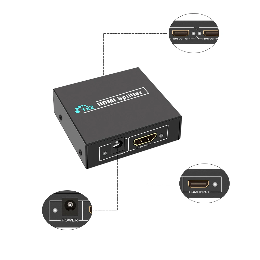 Perlinta HDMI сплиттер, 1080P 1 вход 2 выхода HDMI сплиттер коробка, 1 HDMI устройство 2 HDMI монитор адаптер для HDTV обмена