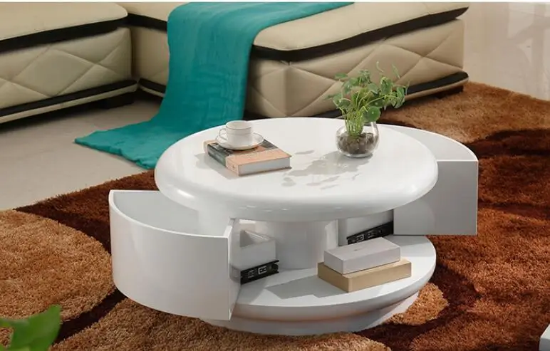 Small family storage. Round tea table table. Contracted and contemporary painting white ready Small family storage. Round tea table table. Contracted and contemporary painting white ready