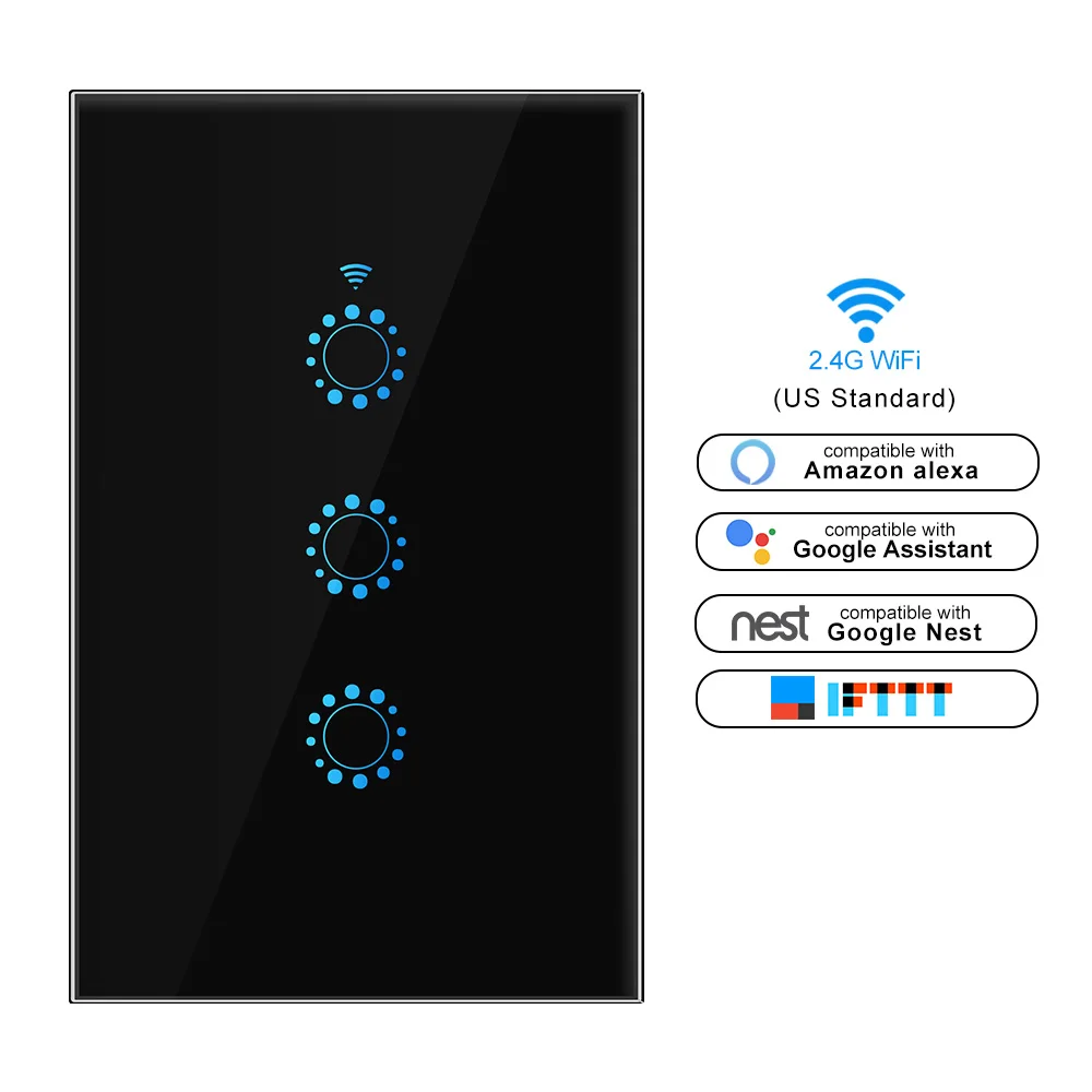 Выключатель света сенсорный выключатель Дистанционный переключатель освещения Touch swtich беспроводной настенный прерыватель переключатель Wi Fi работать с Alexa Google помощник IFTTT для Android беспроводной