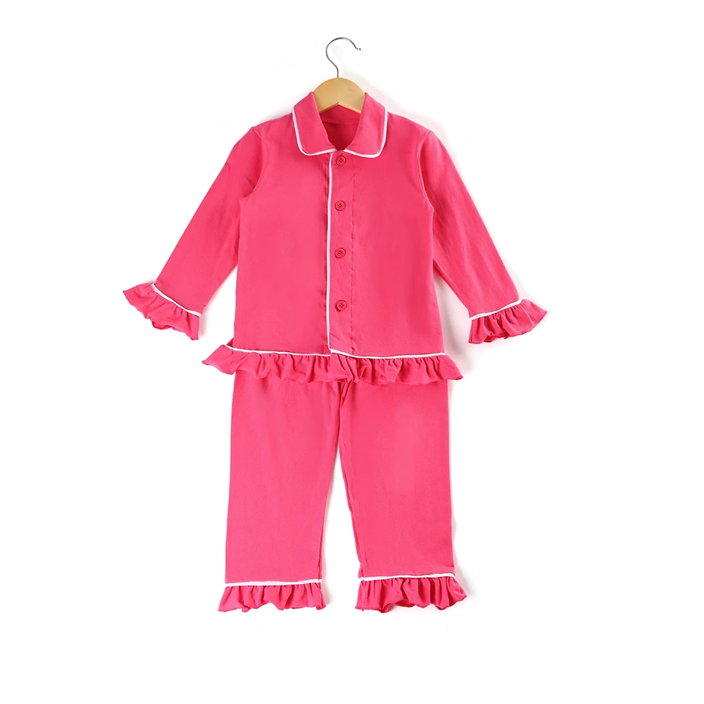 best nightgowns Wholesale Toddler Boys And Girls Pajamas Family Matching Sleepwear Children Red Christmas Solid Color Ruffle Kids PJS Sleepwear & Robes classic