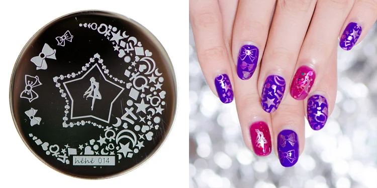 

1PC Nail Stamping Plate Image Transfer Templates Stamp Tool hehe14--Beautiful girl Japanese cartoon series