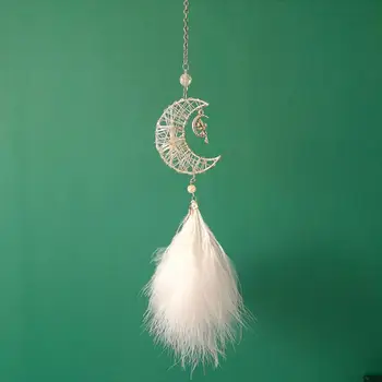 

Openwork Moon Feather Dream Catcher Exquisite Handmade Moon Car Pendant Bedroom Dormitory Home Decoration Innovative Gift