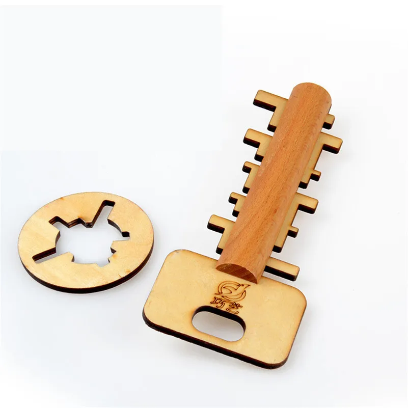 Wooden Toy Unlock Puzzle Key Classical Funny Kong Ming Lock Toys Intellectual Educational For Children Adult