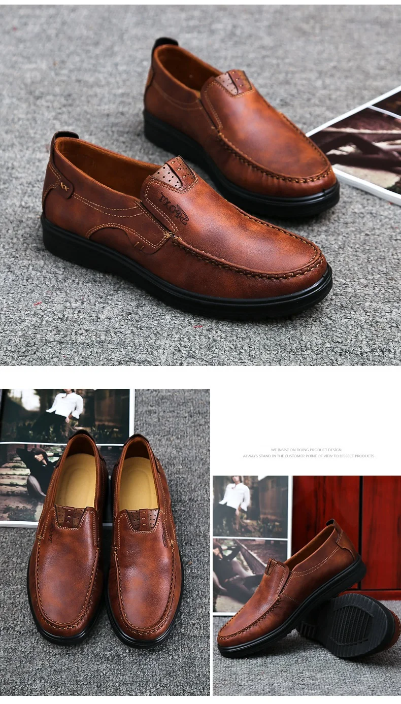 Модная мужская повседневная обувь; осенне-летняя дышащая обувь на плоской подошве; мужские лоферы без застежки; цвет коричневый, черный; chaussure homme; размеры 38-48
