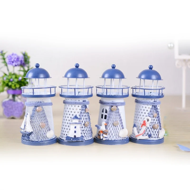 1 шт. Средиземноморский Стиль Изделия из металла Home Decor Морской Маяк Flash железа
