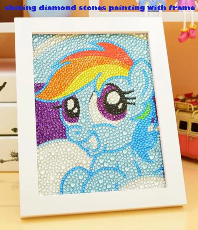 

Ma Baoli Diamond Painting With Frame Diy 5D Diamond Painting Cartoon Girl Full Embroidery Round Diamond Rhinestone 15*20cm Gifts