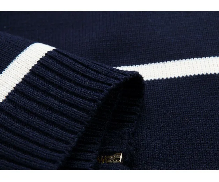 Лидер продаж Для мужчин свитер осень новое поступление Jeep полосатый свитер Мужская мода Стенд воротник Для мужчин свитер M-XXXL 105