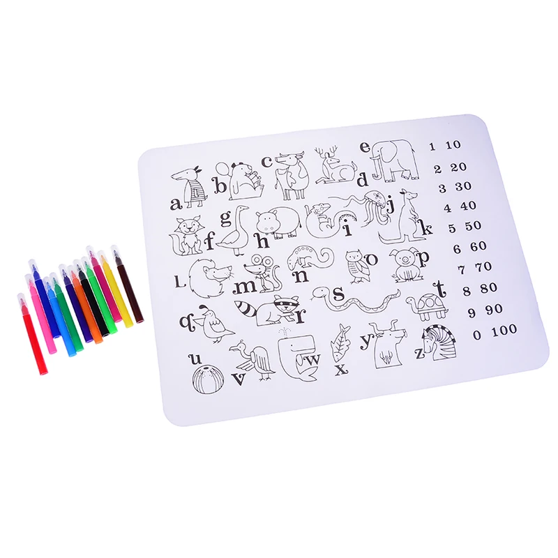 Детские силиконовые моющиеся цветные салфетки, многоразовый коврик для раскраски, посуда, обучающая игрушка для рисования, подарок для ребенка