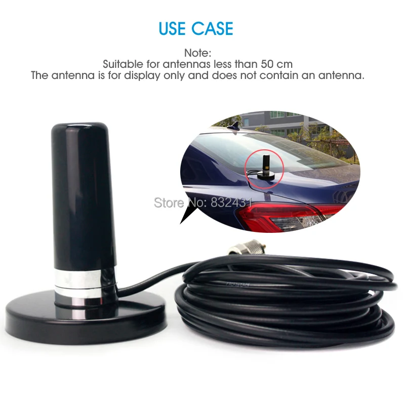 Car Radio Antenna PL259 Port 5M Cable and 5.5cm Magnet Base 8 