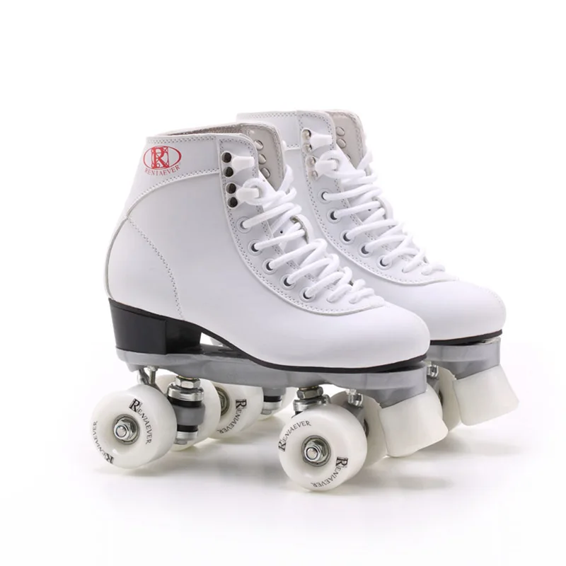 Two Row Roller Skates Shoes Double Line Skates White Women Female Lady