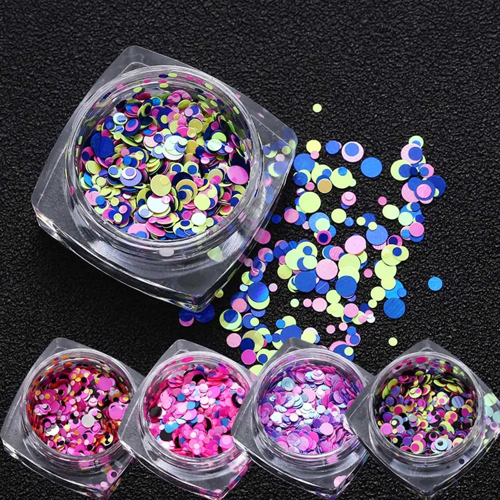 

1.5g Mixed Round Thin Nail Art Glitter Paillette Nail Tip Gel Polish Decoration Fake Foil faux ongles paznokcie Venalisa A28