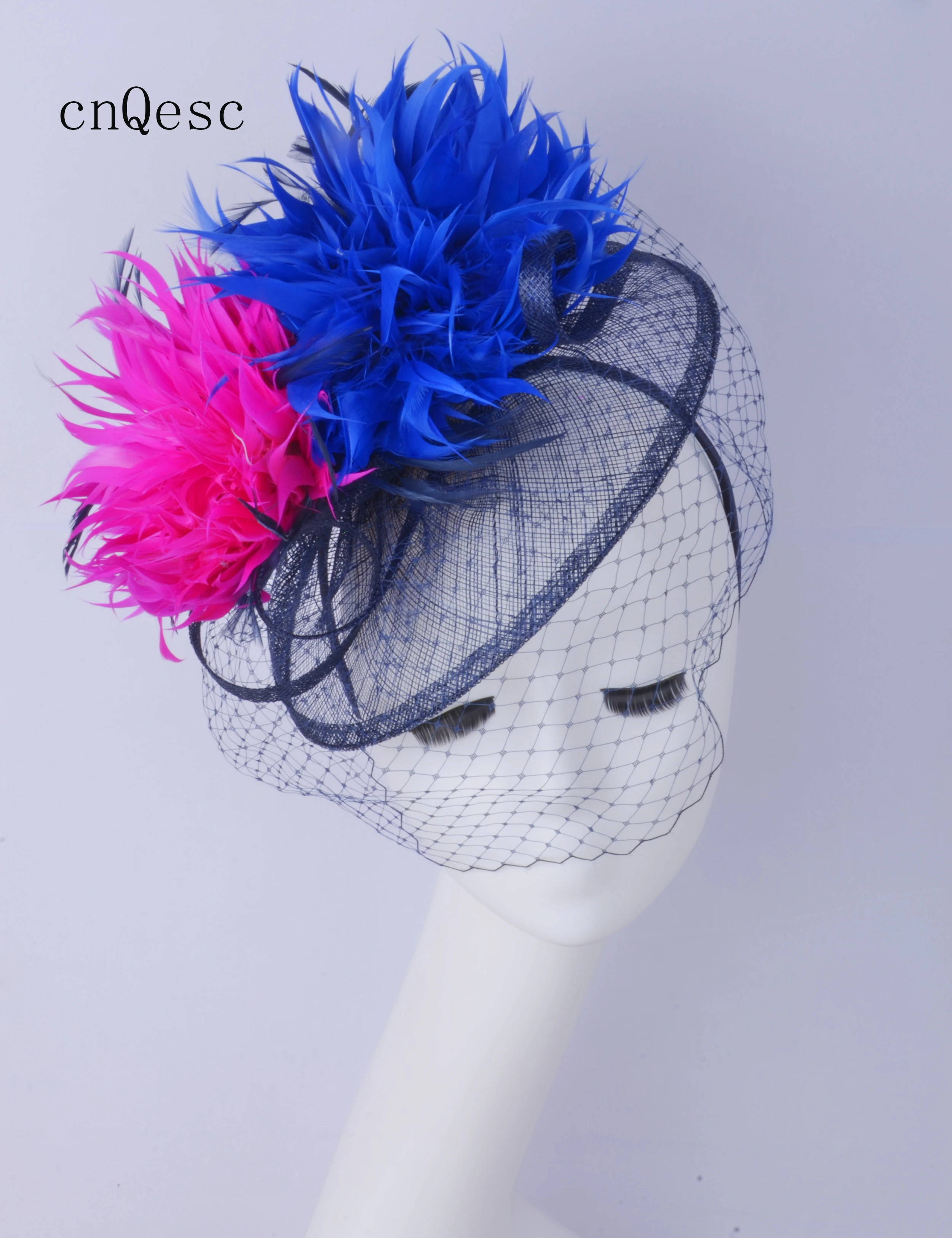 

2019 NAVY BLUE royal fuchsia Derby hat Women hat Sinamay fascinator hat for Races.