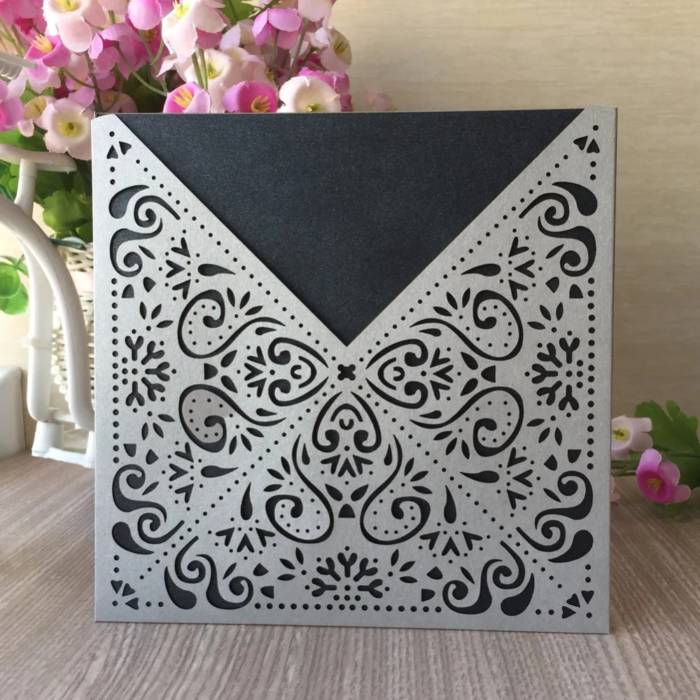 50pcslot luxury pocket design birthday party invitation