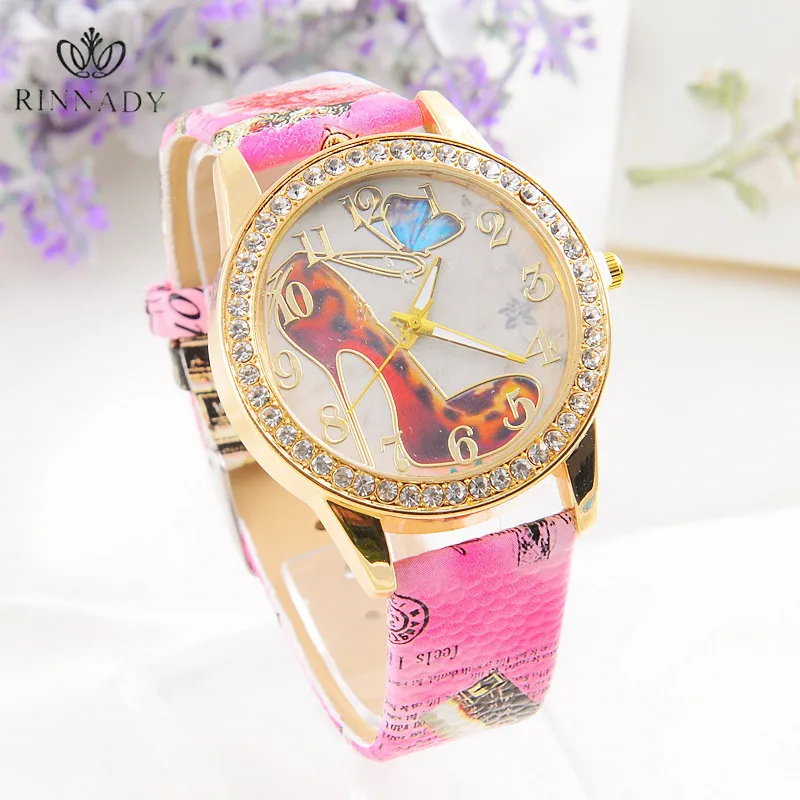 Luxury RINNADY High Heeled Shoes Watches Women Dress Quartz Watch ...