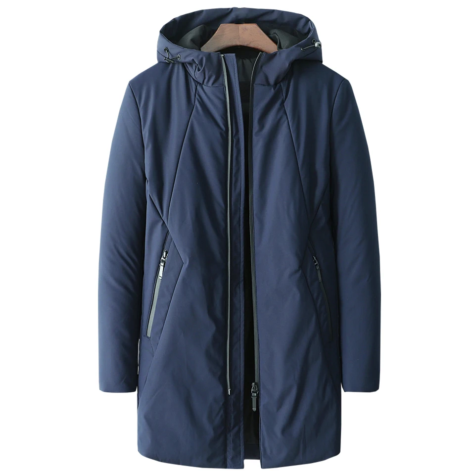 

HTLB 2018 Winter Autumn Men Long Thick Cotton Parka Jacket Coat Men Brand Solid Hooded Pocket -10 Degree Warm Jacket Parkas Men