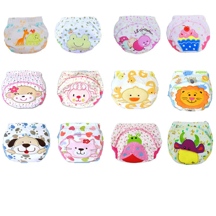 

5psc/lot Children Cartoon Diapers Babies Learn Pants Pure Cotton Breathable Training Washable Diaper Pant Eight Colours Optional