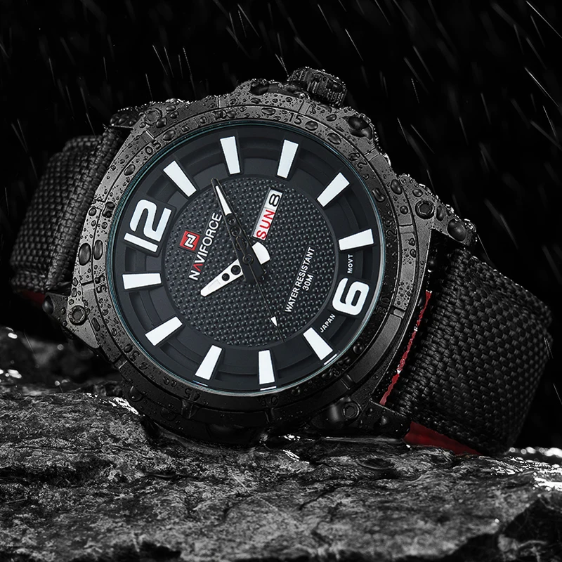 NAVIFORCE Top Brand Military Watches Men Fashion Casual Canvas Leather Sport Quartz Wristwatches Male Clock Relogio Masculino