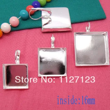 

Free ship!200pcs 16mm square cameo base cabochon setting earwires leverback bezel earring blank tray findings nickel free