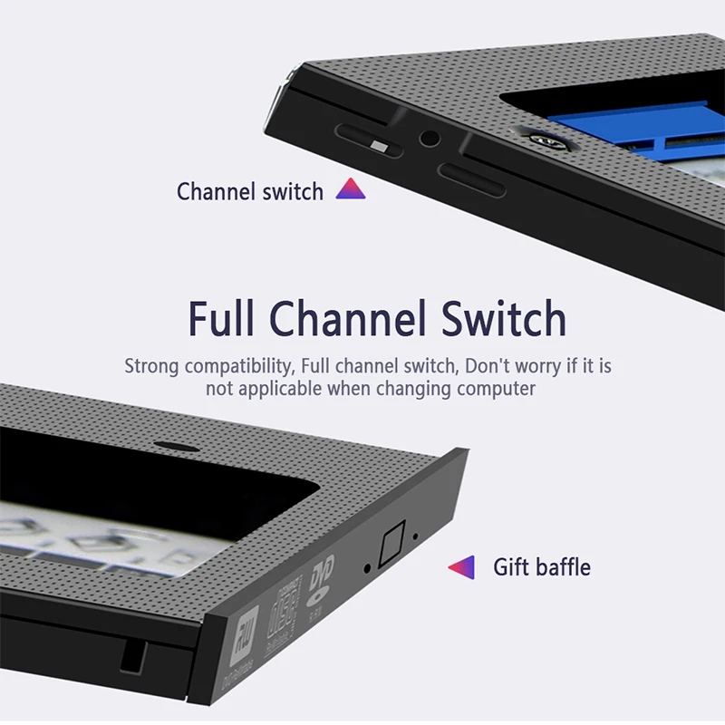 SSD HDD caddy 9 5 мм optibay SATA 3 0 Корпус жесткого диска DVD адаптер 2 &quotАлюминий для ноутбука