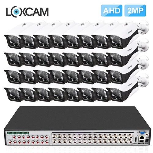 LOXCAM h.265+ 32CH 5MP HDMI CCTV система 32CH DVR комплект HD 1080P 2MP Металл IP66 Водонепроницаемая наружная ИК камера ночного видения - Цвет: 32 Cameras