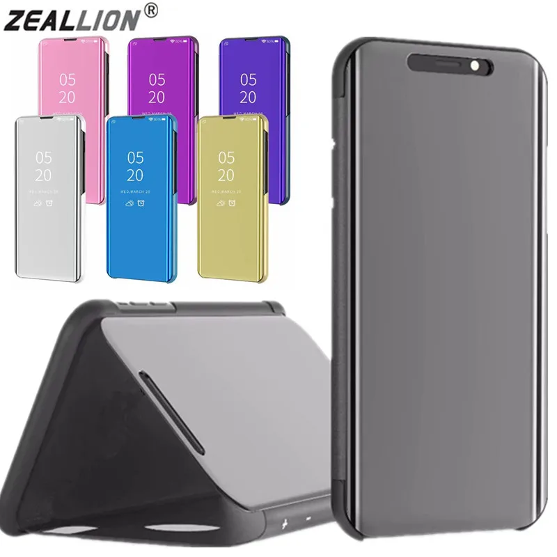 

ZEALLION Case For Xiaomi Mi6X 8SE 8Lite Max 3 Redmi 5 Plus 6A 6 Pro Note 4X 5A Note 6 Pro F1 Mirror Flip Leather Stand Cover