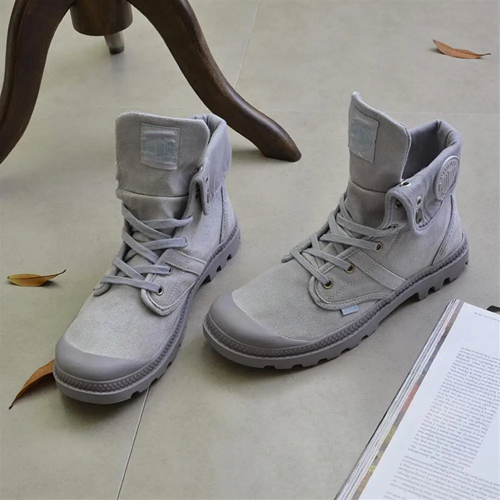 

2018 Spring Outdoor Work Shoes Thick-sole High Martin Boots Khaki Gray Men Canvas Sneakers Retro Tide Shoes Tooling Boots