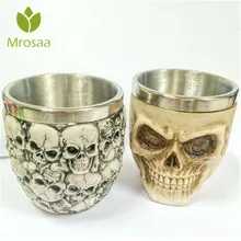 Ретро 3D нержавеющая сталь питьевой чай чашки новинка череп голова водки кофе питьевой чашки Посуда для напитков