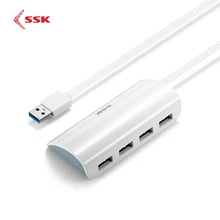 SSK Портативный USB3.0 концентратор высокой Скорость 4 Порты и разъёмы usb-хаб USB разветвитель адаптер Питание для Mac планшет ноутбук Тетрадь ПК SHU808