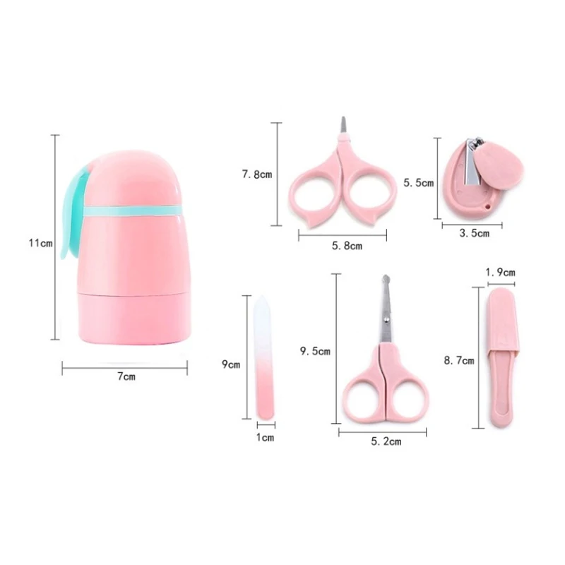 Newborn Baby Healthcare Kits Baby Nail Care Set Infant Nail Clippers Care Set with Rabbit Storage Box for Tools 5Pcs