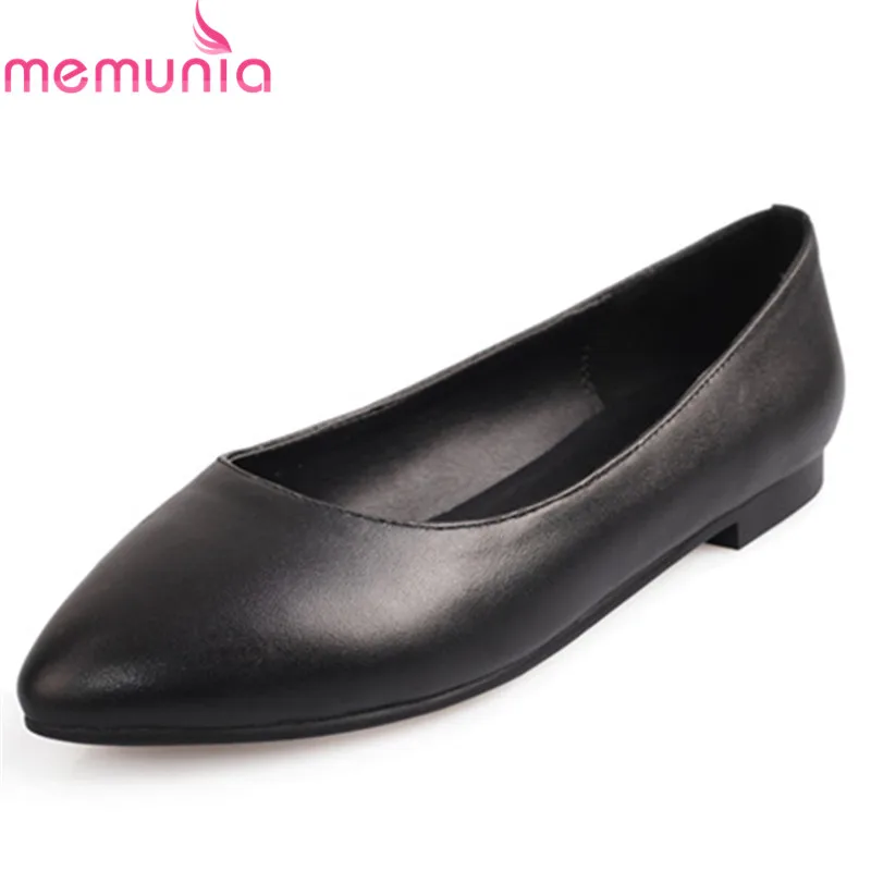 

MEMUNIA 2019 spring summer single shoes women genuine leather flat shoes solid colors slip on dress shoes lady office footwear