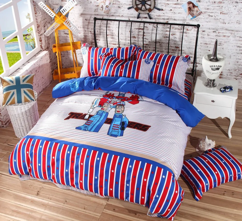 100 Cotton Cartoon Optimus Prime Bumblebee Transformers Bedding
