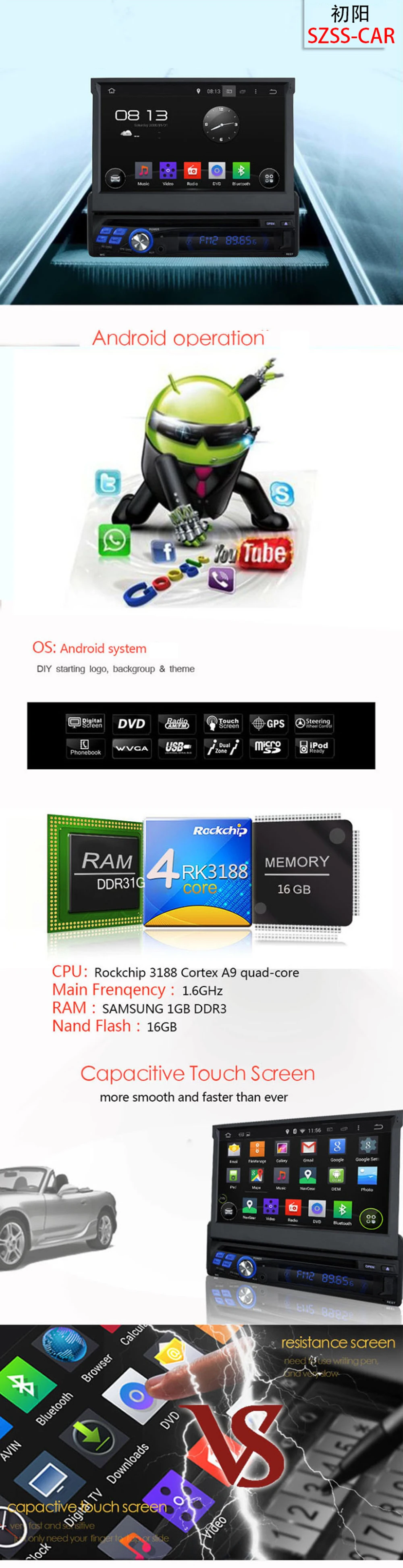 Flash Deal 1 Din Android Car DVD Player with GPS Navigation 3G WIFI Radio Bluetooth TV AUX MP3 MP4 iPod USB SD Touch Screen Auto Stereo 13 Flash Deal 1 Din Android Car DVD Player with GPS Navigation 3G WIFI Radio Bluetooth TV AUX MP3 MP4 iPod USB SD Touch Screen Auto Stereo 13