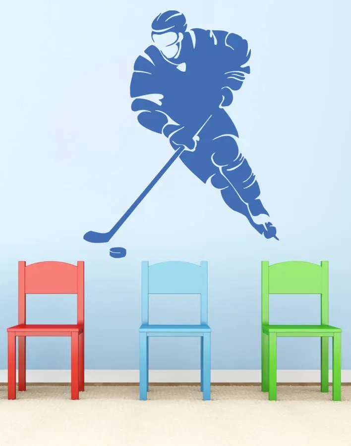 Wall Decal Sticker hockey stick puck rink sport team game kids bedroom