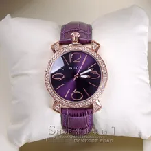 GUOU purple rose gold women luxury brand full rhinestone watch ladies genuine leather band quartz watch women famous wristwatch GUOU purple rose gold women luxury brand full rhinestone watch ladies genuine leather band quartz watch women famous wristwatch