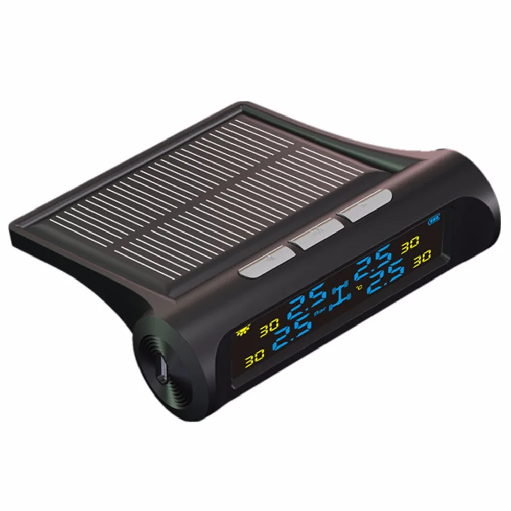 

LCD Car Wireless Solar TPMS Tire Pressure Monitoring System 4 Ext Sensor Vehicle Car Tire Pressure Alarm Monitor FREE SHIPPING