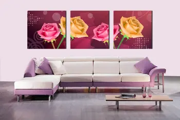 

3 piece canvas oil Painting home decoration wall pictures for living room art Europe Seascape Flowers picture No frames