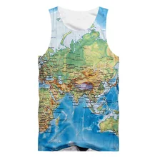 Летние 3D Майки Мужские Винтажные World майка с картой хип-хоп майка без рукавов унисекс индивидуальный тренажерный зал фитнес одежда оверсайз 4XL 5XL