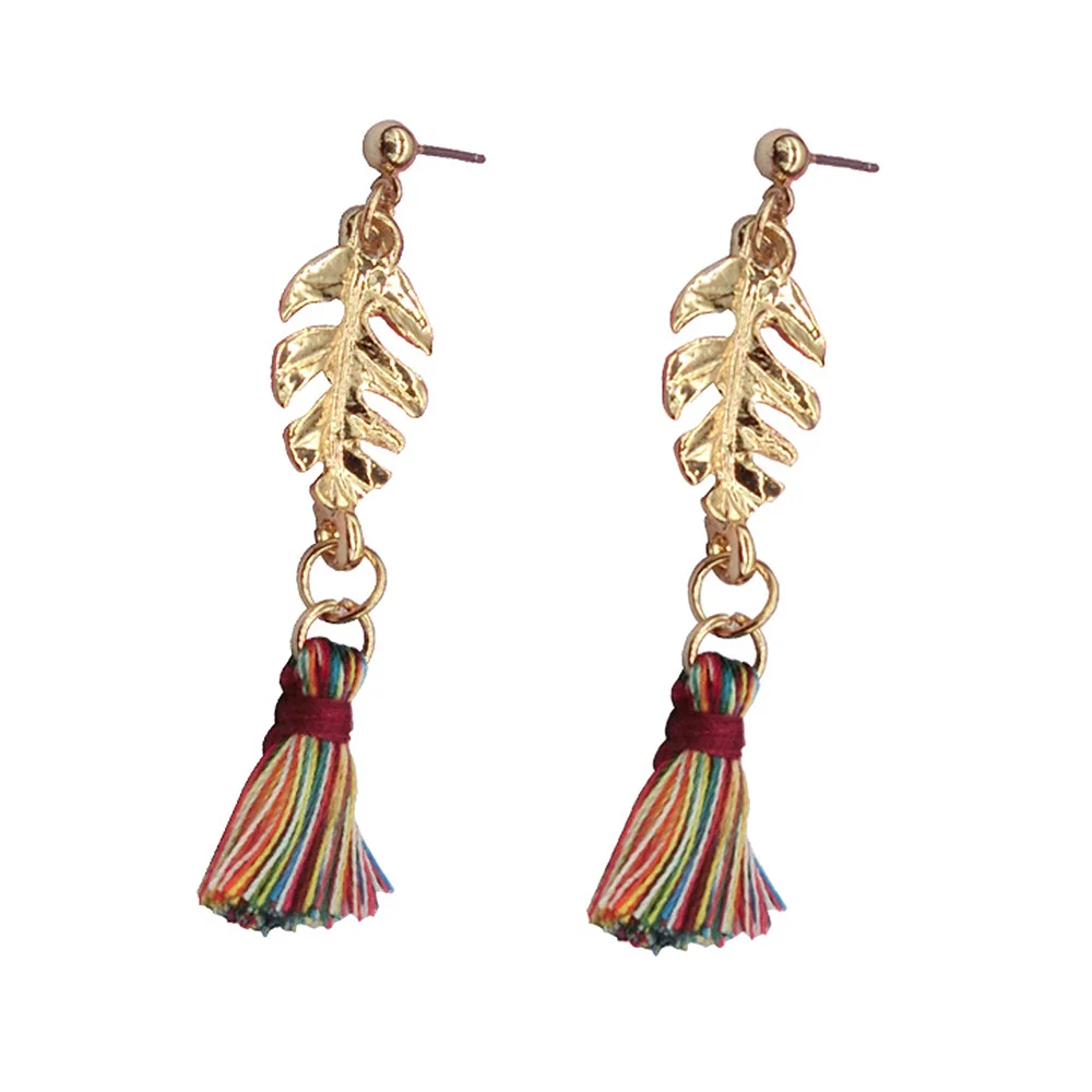

Fashion Women Leaf Tassel Earrings Leaf Tassel Earrings Banana Leaf Fringed Retro Earrings Long Dangle
