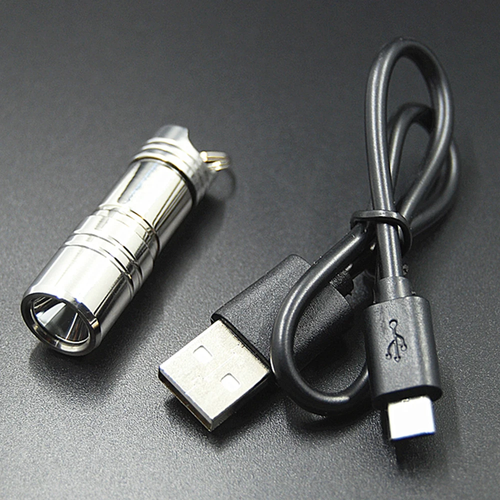 USB Rechargeable LED Torch Flashlight CREE XPG R5 Super Mini LED Keychain Stainless steel Flashlight 10180 lithium battery