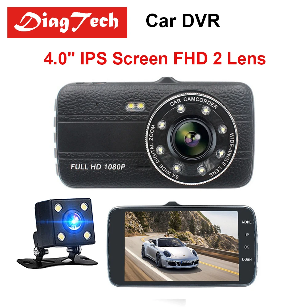 Best Quality 4 Inch Car DVR IPS Screen Dual Len Full HD 1080P Rearview Mirror Camera Auto Recorder Dashcam Night Vision G-sensor