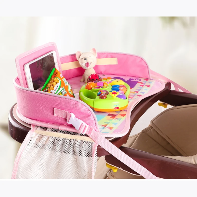 Baby Waterproof Table Car Seat Travel Tray Mutifunctional Kid Storage Seat Stroller Holder Portable Table Desk Incar Accessories