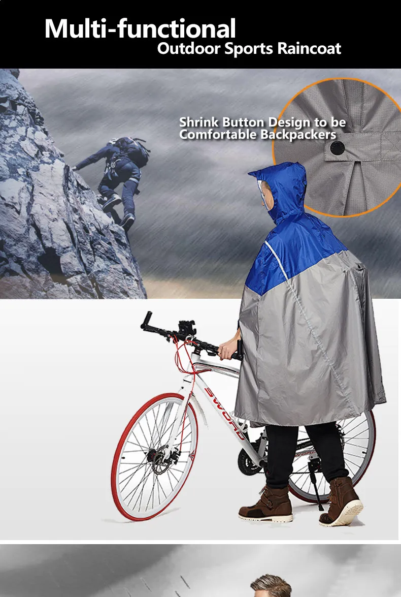 Непромокаемый дождевик для женщин/мужчин, уличный дождевик, рюкзак, светоотражающий дизайн, для велоспорта, альпинизма, туризма, путешествий, дождевик