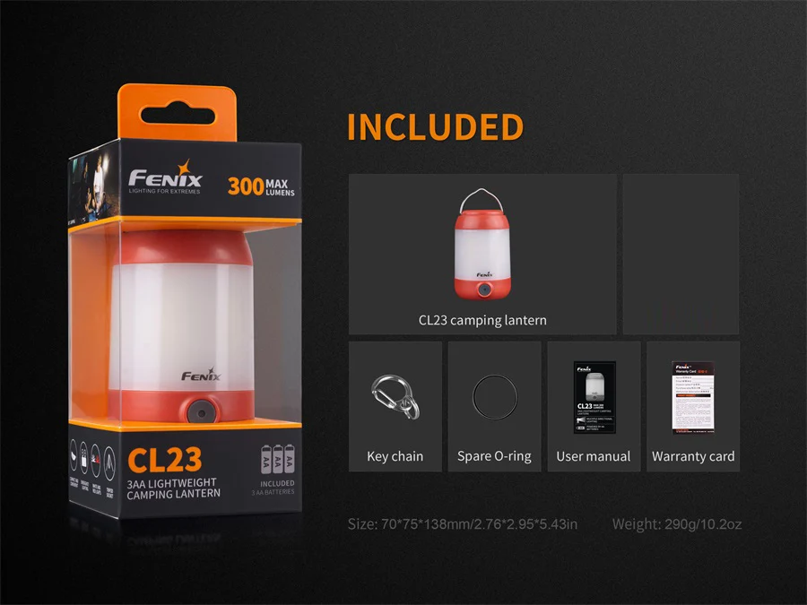 

2018 New Fenix CL23 300 lumens multi-directional lightweight camping lantern powered by AA batteries