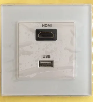 

Free Shipping, HDMI socket,With USB wall connector interface.glass frame