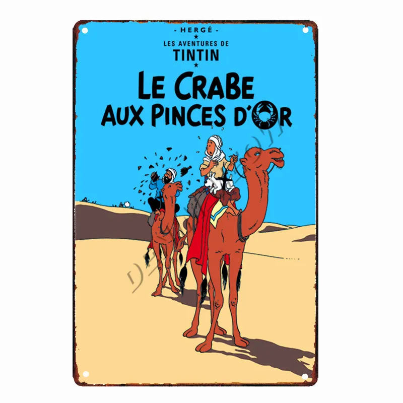 4 Tintin Catoon Movie Tin Sign Metal Plate Vintage Wall Art Poster Iron Painting Bar Coffee Kids Room Wall Craft Home Decor WY66 - Цвет: 4