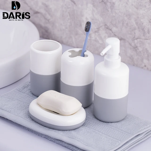 Sdarisb Simple Plastic Solid Color Bathroom Set 6pcs Bath Sdarisb Simple Plastic Solid Color Bathroom Set 6pcs Bath Accessories Products Trash Can Storage